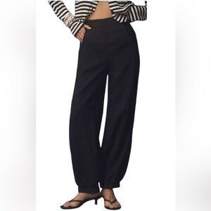Pilcro Anthropologie black linen blend jogger sailor style pants size 30